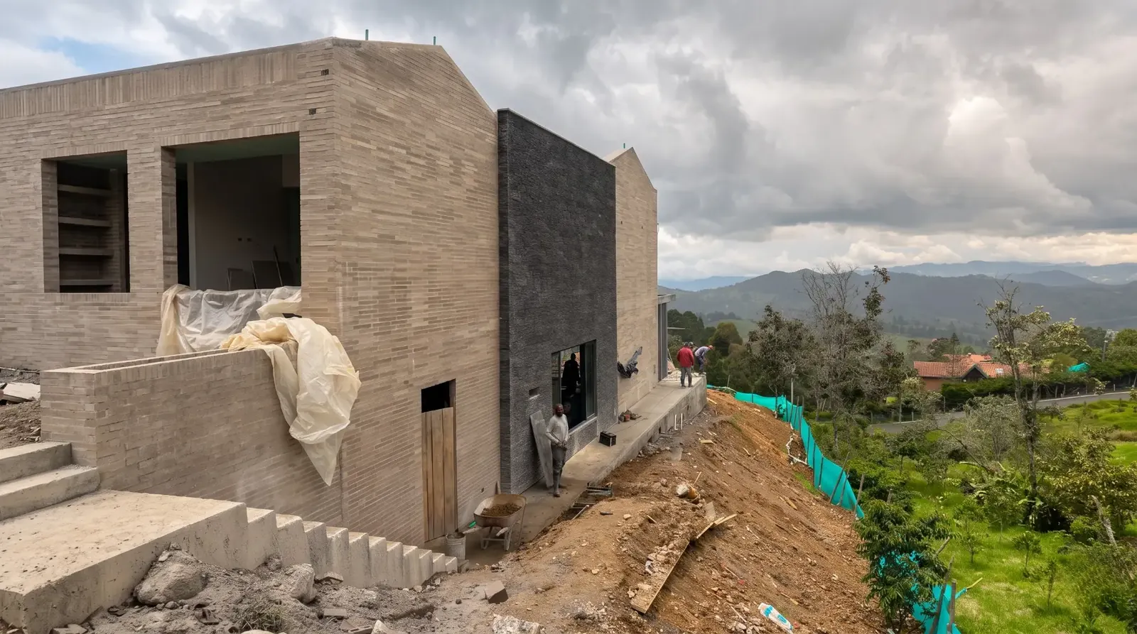 Casa en ladrillo a la vista sobre ladera